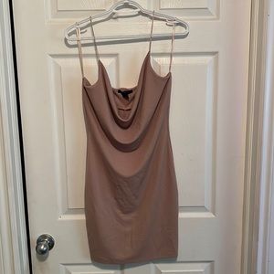 Spaghetti strap, scoop, neck, nude, mini dress
